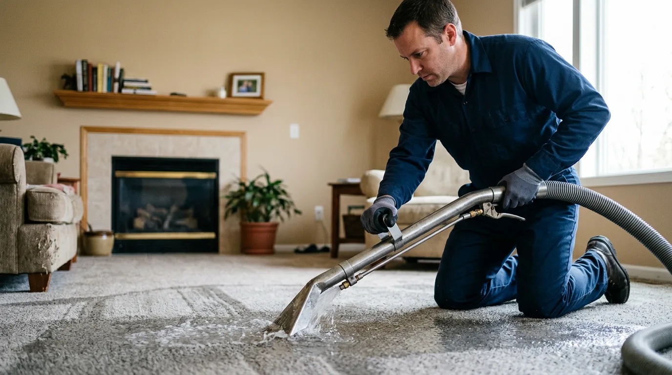 Water damage restoration technician working near Arnold, MO